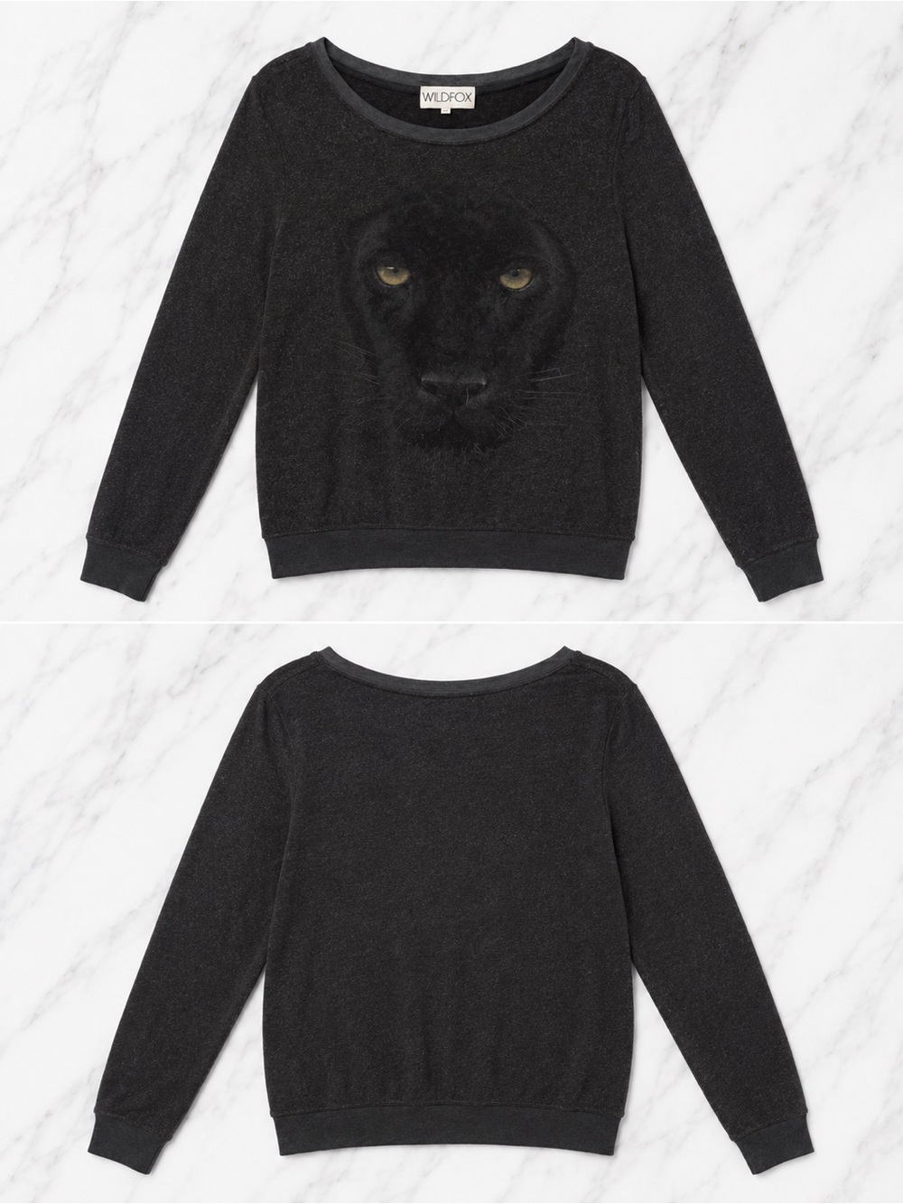 Wildfox Black Panther Face Crewneck Sweater - Black